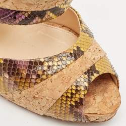 Alexandre Birman Multicolor Cord and Python Leather Ankle Strap Sandals Size 41