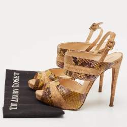 Alexandre Birman Multicolor Cord and Python Leather Ankle Strap Sandals Size 41
