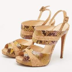 Alexandre Birman Multicolor Cord and Python Leather Ankle Strap Sandals Size 41