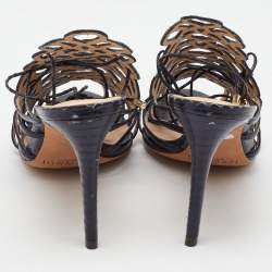Alexandre Birman Multicolor Snakeskin Caged Ankle Wrap Sandals Size 39.5