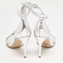 Alexandre Birman Silver Leather Clarita Sandals Size 37
