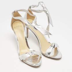 Alexandre Birman Silver Leather Clarita Sandals Size 37