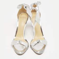 Alexandre Birman Silver Leather Clarita Sandals Size 37