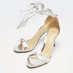 Alexandre Birman Silver Leather Clarita Sandals Size 37