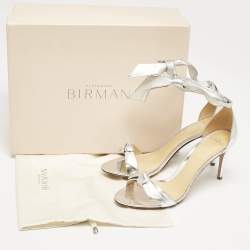 Alexandre Birman Silver Leather Clarita Sandals Size 37