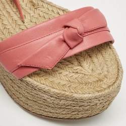 Pre Owned Alexandre Birman Pink Leather Wedge Sandals Size 37