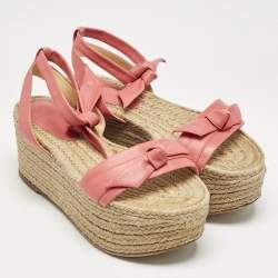 Pre Owned Alexandre Birman Pink Leather Wedge Sandals Size 37