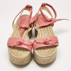 Pre Owned Alexandre Birman Pink Leather Wedge Sandals Size 37