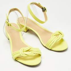 Pre Owned Alexandre Birman Neon Yellow Leather and PVC Vicky Ankle Strap Sandals Size 41