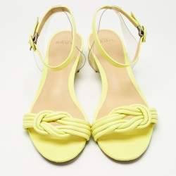 Pre Owned Alexandre Birman Neon Yellow Leather and PVC Vicky Ankle Strap Sandals Size 41