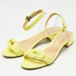 Pre Owned Alexandre Birman Neon Yellow Leather and PVC Vicky Ankle Strap Sandals Size 41