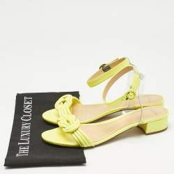 Pre Owned Alexandre Birman Neon Yellow Leather and PVC Vicky Ankle Strap Sandals Size 41