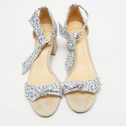 Pre Owned Alexandre Birman Multicolor Canvas Lolita Knot Ankle Sandals Size 41