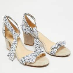 Pre Owned Alexandre Birman Multicolor Canvas Lolita Knot Ankle Sandals Size 41