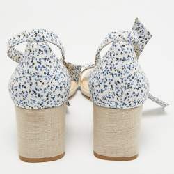 Pre Owned Alexandre Birman Multicolor Canvas Lolita Knot Ankle Sandals Size 41