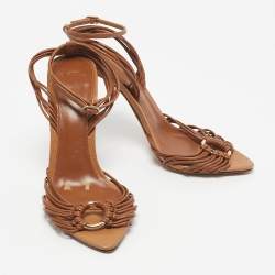 Pre Owned Alexandre Birman Brown Leather Harper Ankle Strap Sandals Size 39