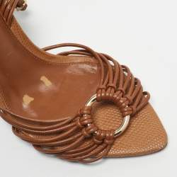 Pre Owned Alexandre Birman Brown Leather Harper Ankle Strap Sandals Size 39