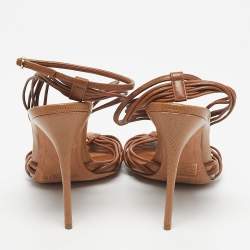 Pre Owned Alexandre Birman Brown Leather Harper Ankle Strap Sandals Size 39