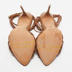 Pre Owned Alexandre Birman Brown Leather Harper Ankle Strap Sandals Size 39