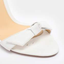 Pre Owned Alexandre Birman White Leather Clarita Bow Ankle Wrap Sandals Size 36
