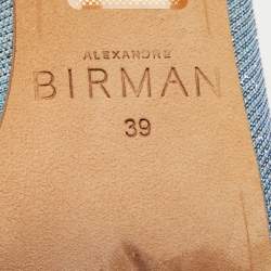 Pre Owned Alexandre Birman Blue Metallic Lurex Fabric Lolita Knot Ankle Strap Sandals Size 39