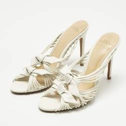Pre Owned Alexandre Birman White Leather Dallas Strappy Sandals Size 36