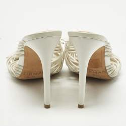 Pre Owned Alexandre Birman White Leather Dallas Strappy Sandals Size 36