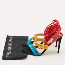 Pre Owned Alexandre Birman Multicolor Suede Aurora Ankle Wrap Sandals Size 40