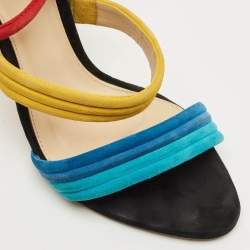 Pre Owned Alexandre Birman Multicolor Suede Aurora Ankle Wrap Sandals Size 40