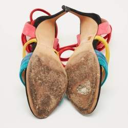 Pre Owned Alexandre Birman Multicolor Suede Aurora Ankle Wrap Sandals Size 40