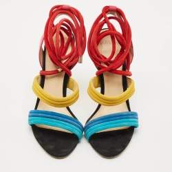 Pre Owned Alexandre Birman Multicolor Suede Aurora Ankle Wrap Sandals Size 40