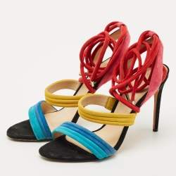 Pre Owned Alexandre Birman Multicolor Suede Aurora Ankle Wrap Sandals Size 40