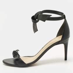 Pre Owned Alexandre Birman Black Leather Clarita Ankle Strap Sandals Size 40.5