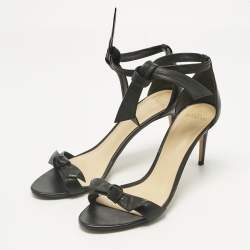 Pre Owned Alexandre Birman Black Leather Clarita Ankle Strap Sandals Size 40.5