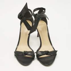 Pre Owned Alexandre Birman Black Leather Clarita Ankle Strap Sandals Size 40.5