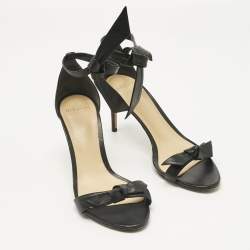 Pre Owned Alexandre Birman Black Leather Clarita Ankle Strap Sandals Size 40.5