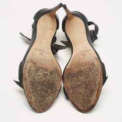 Pre Owned Alexandre Birman Black Leather Clarita Ankle Strap Sandals Size 40.5