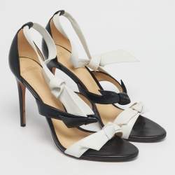 Pre Owned Alexandre Birman Black Leather Ankle Strap Sandals Size 40.5