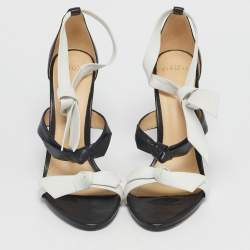 Pre Owned Alexandre Birman Black Leather Ankle Strap Sandals Size 40.5