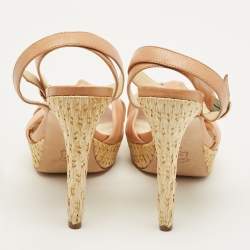 Pre Owned صندل أليكساندر بيرمان "لوليتا" بسيور بعقدة كانفاس مطبوع مورد مقاس 40