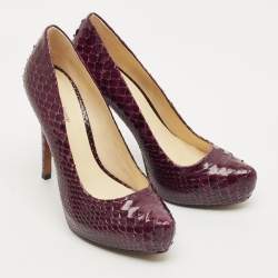 Pre Owned حذاء كعب عالي ألكسندر بيرمان نعل سميك جلد ثعبان أزرق كحلي مقاس 40