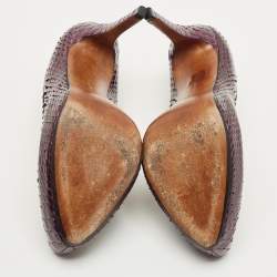 Pre Owned حذاء كعب عالي ألكسندر بيرمان نعل سميك جلد ثعبان أزرق كحلي مقاس 40