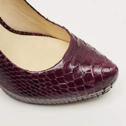 Pre Owned حذاء كعب عالي ألكسندر بيرمان نعل سميك جلد ثعبان أزرق كحلي مقاس 40