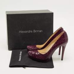 Pre Owned حذاء كعب عالي ألكسندر بيرمان نعل سميك جلد ثعبان أزرق كحلي مقاس 40