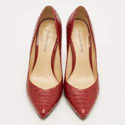 Pre Owned Alexandre Birman Size 37.5 Red Python Leather Pumps