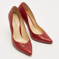 Pre Owned Alexandre Birman Size 37.5 Red Python Leather Pumps