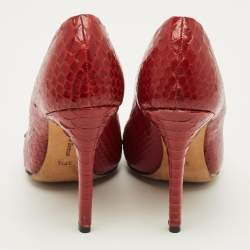 Pre Owned Alexandre Birman Size 37.5 Red Python Leather Pumps
