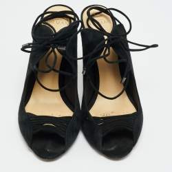مملوكة مسبقًا Alexandre Birman Size 38 Black Suede Tie Up Open Toe Sandals