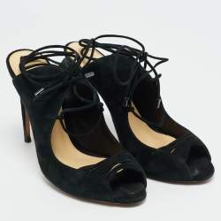 مملوكة مسبقًا Alexandre Birman Size 38 Black Suede Tie Up Open Toe Sandals