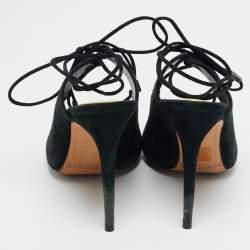 مملوكة مسبقًا Alexandre Birman Size 38 Black Suede Tie Up Open Toe Sandals